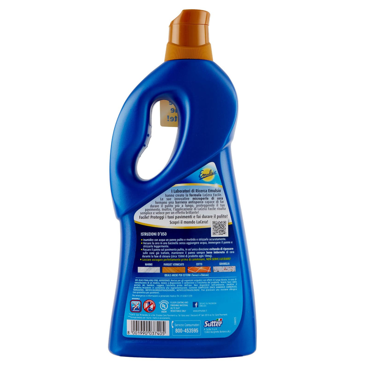 4x Emulsio La Cera Facile Autolucidante per Tutti i Pavimenti Protegge dallo Sporco - 4 Flaconi da 725ml ognuno
