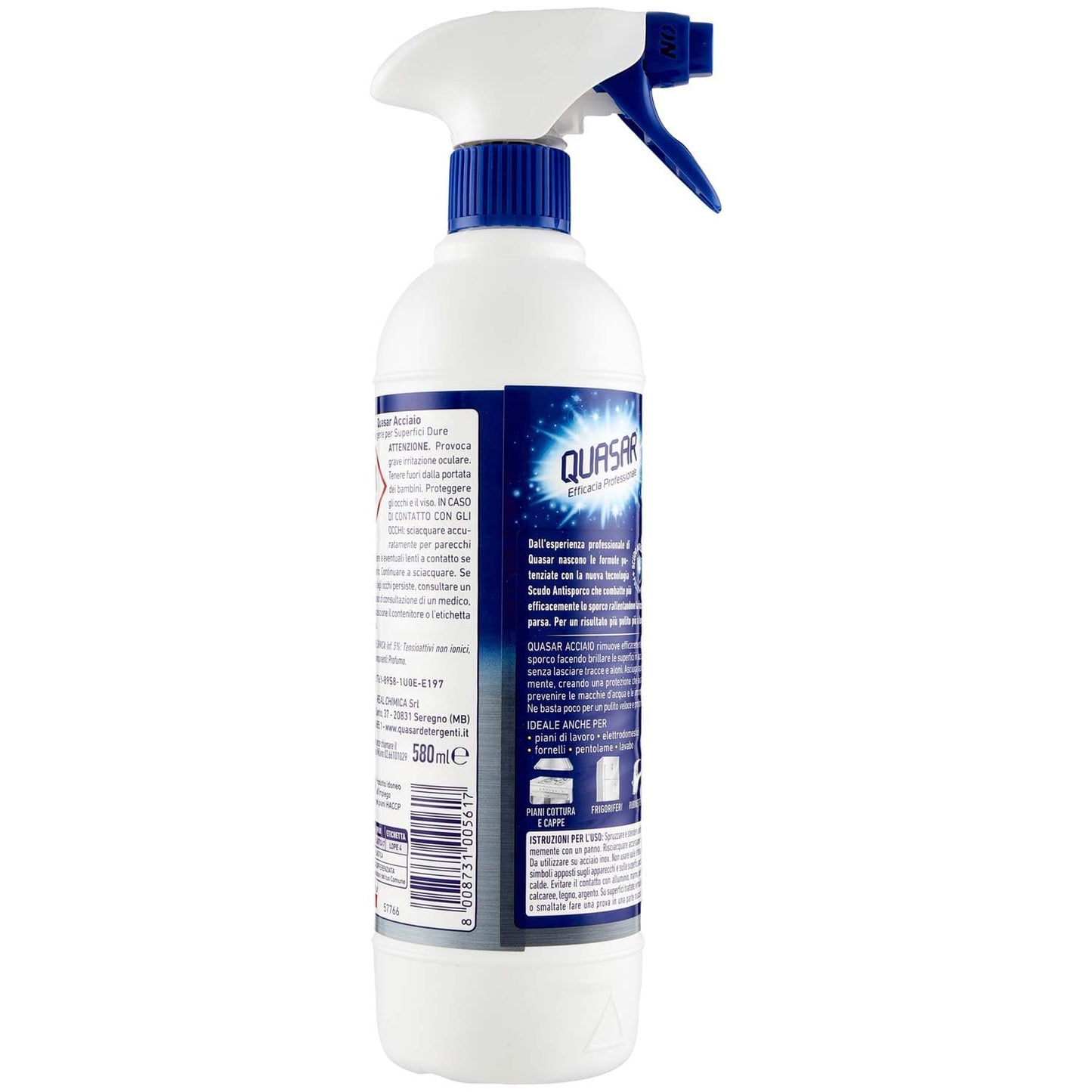 Quasar Detergente Acciaio Spray, 580ml