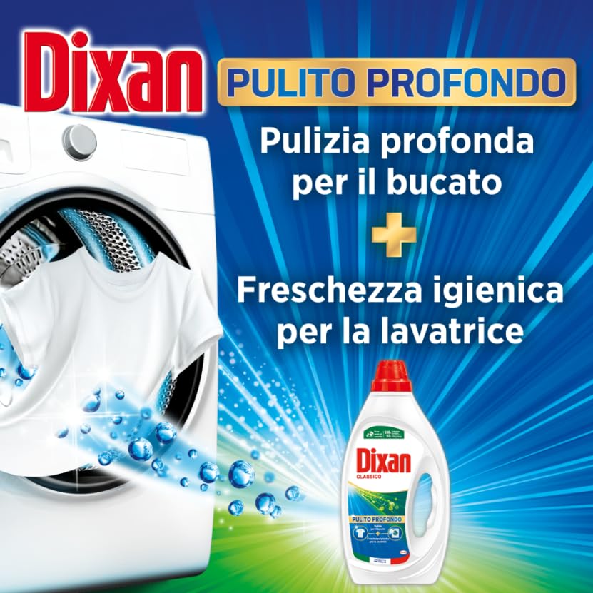 Dixan Detersivo Lavatrice Liquido Classico, 6 confezioni da 19 lavaggi, 114 lavaggi totali