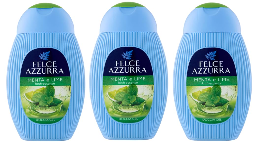 3x Felce Azzurra Menta e Lime Rinfrescante Gel da Doccia - Doccia Gel Bagnoschiuma 250ml