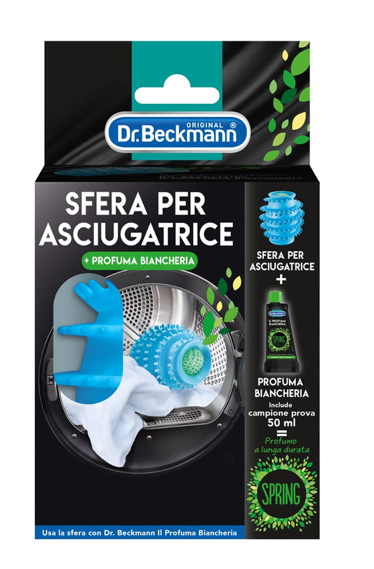 Dr.Beckmann Sfera per asciugatrice | Per un bucato fresco | Riempibile con il Profuma Biancheria | Riduce i tempi per l'asciugatura | 50 ml