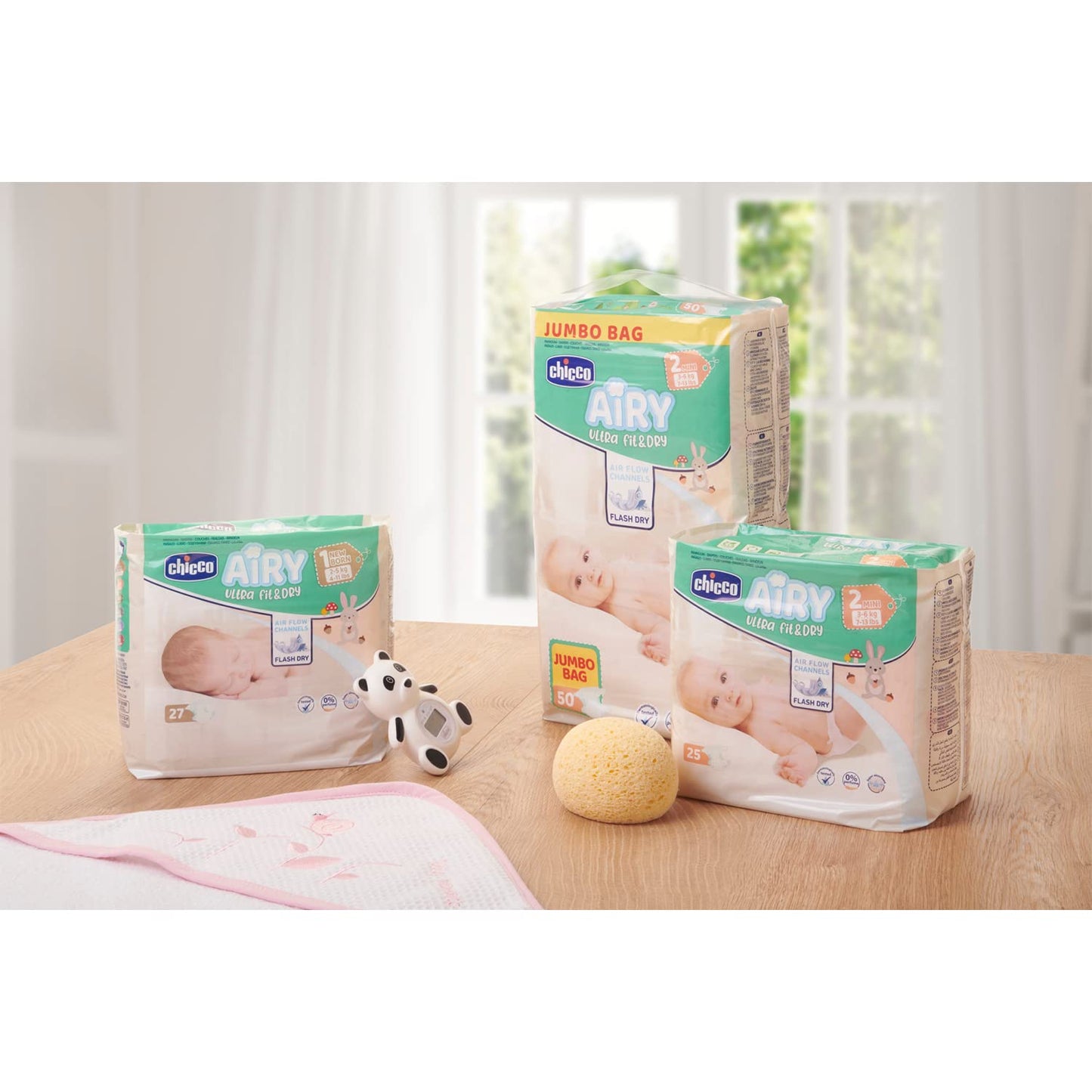Chicco Airy Ultra Fit&Dry New Born Taglia 1 Pannolini per Bimbi 2-5 kg, 27 Pezzi