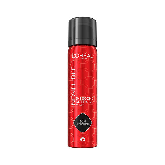 L'Oréal Paris, Spray Fissante per il Make-Up, No Transfer, Ad Asciugatura Rapida, Tenuta Fino a 36H, Infaillible 3-Second Face Setting Mist, 75 ml
