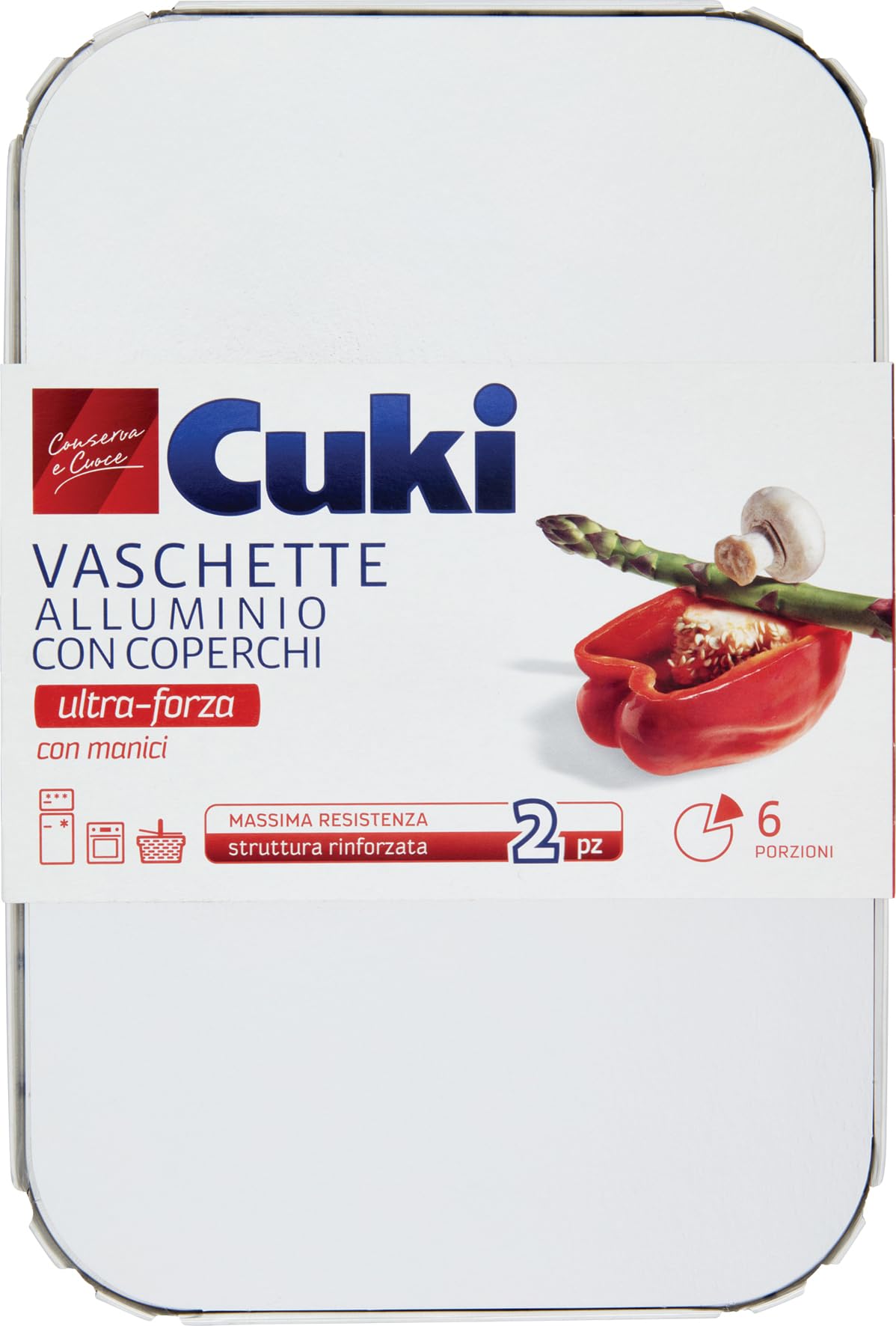 Cuki Supporto in alluminio con coperchio Rs99, 6 porzioni, 2 pezzi