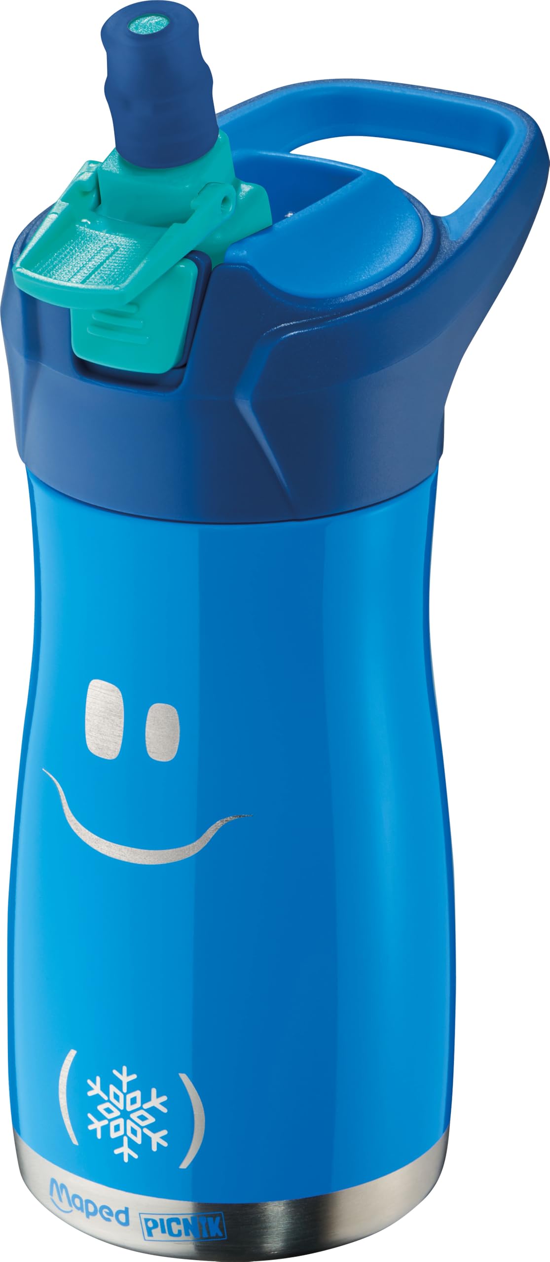 Maped Picnik Concept Kids - Borraccia per bambini con cannuccia - Apertura automatica con pulsante - Facile da pulire - Corpo in acciaio inossidabile - Blu - 430 ml 871203