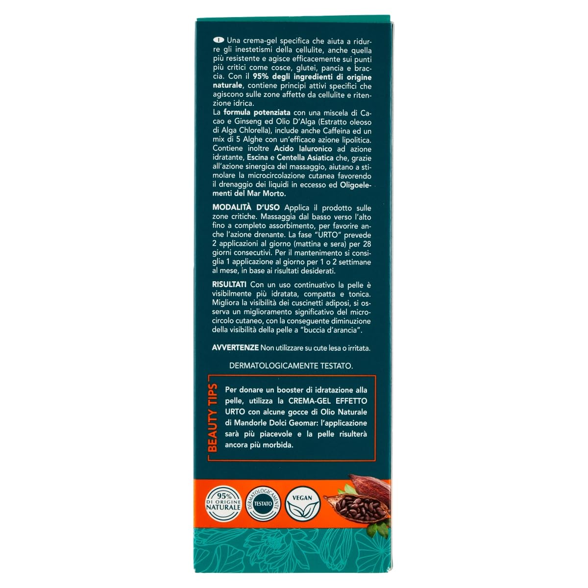 GEOMAR | Crema Gel Effetto Urto, Azione Tonificante Contro gli Inestetismi della Cellulite Resistente, Ingredienti 95% di Origine Naturale, Made in Italy, 200 ml