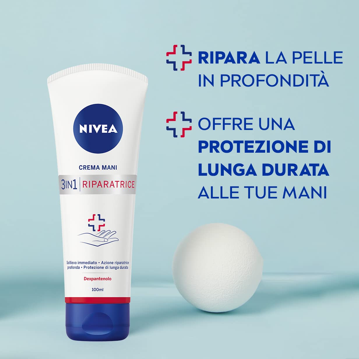 NIVEA Crema Mani Riparatrice 3in1 da 100 ml, Crema mani secche, arrossate e screpolate con Dexpanthenolo, Formula riparatrice e nutriente
