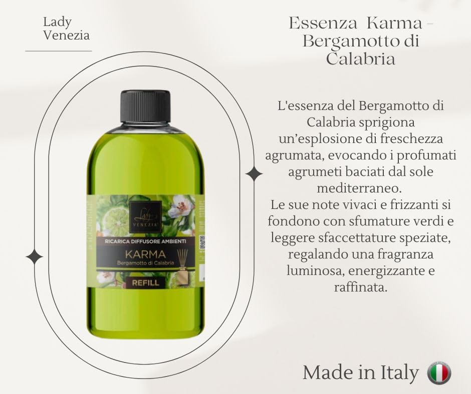 Lady Venezia Ricarica per Diffusore Bastoncini – 500 ML Profumatore Ambiente – Essenze per la Casa - Fragranze Assortite