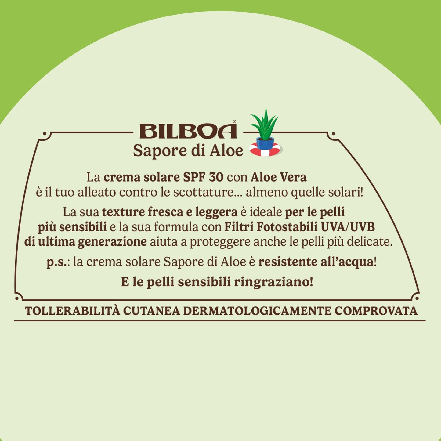 Bilboa Sapore di Aloe Trigger Solare SPF 30, con Aloe Vera, Musica per le Pelli Sensibili, Resistente all'Acqua, Dermatologicamente Testato - 250 ml