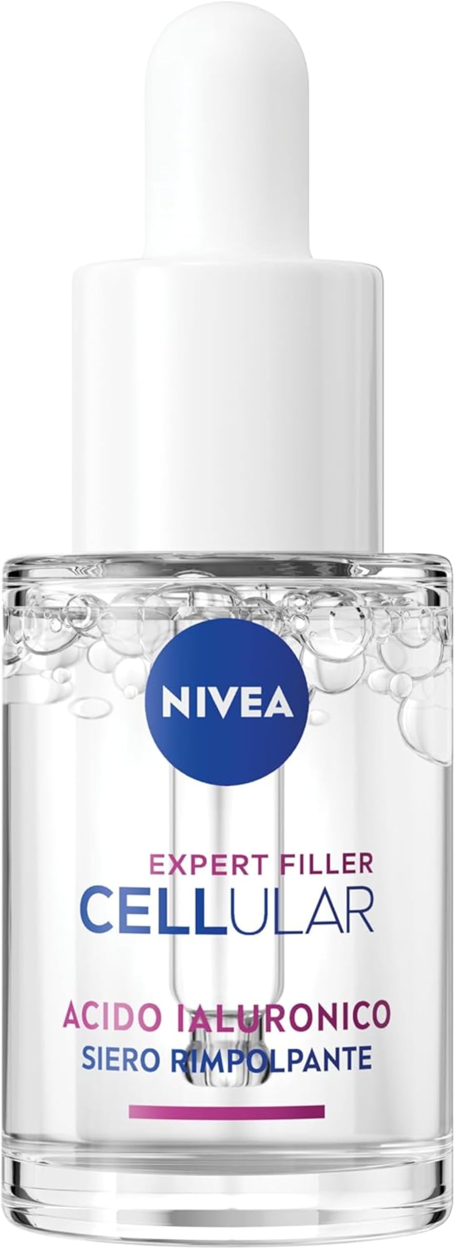 NIVEA Cellular Expert Filler Siero Viso Acido Ialuronico Rimpolpante 15 ml, Siero viso antirughe e rassodante, Face serum con Micro Acido Ialuronico Puro per una pelle levigata e rimpolpata