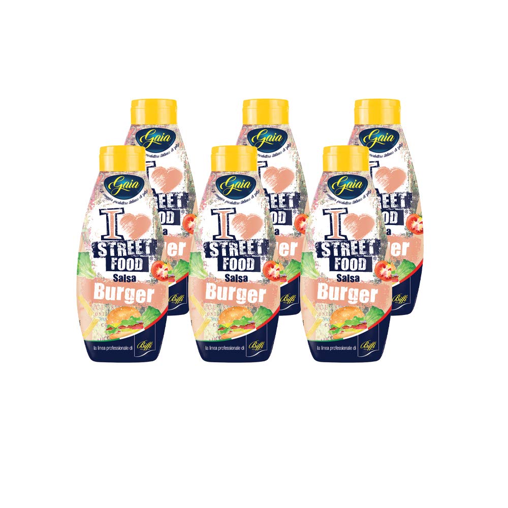 Gaia - I Love Street Food - Salsa Burger - Flacone Squeeze - Pacco da 6 x 800 g