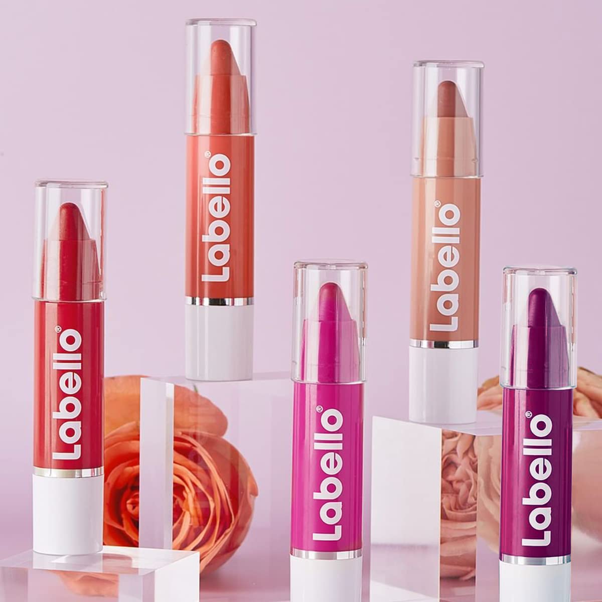 Labello Crayon Lipstick Colore Hot Pink Matitone Labbra Burrocacao con Formula Arricchita di Oli Naturali Idratante Nutriente Fucsia Brillante - 2 Stick