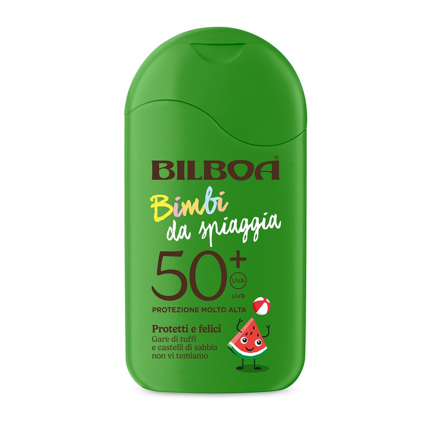 Bilboa Bimbi da Spiaggia Trigger Solare Bambini con Protezione SPF 50+, Resistente all'Acqua e Anti Scottature, Dermatologicamente Testato, 250 ml