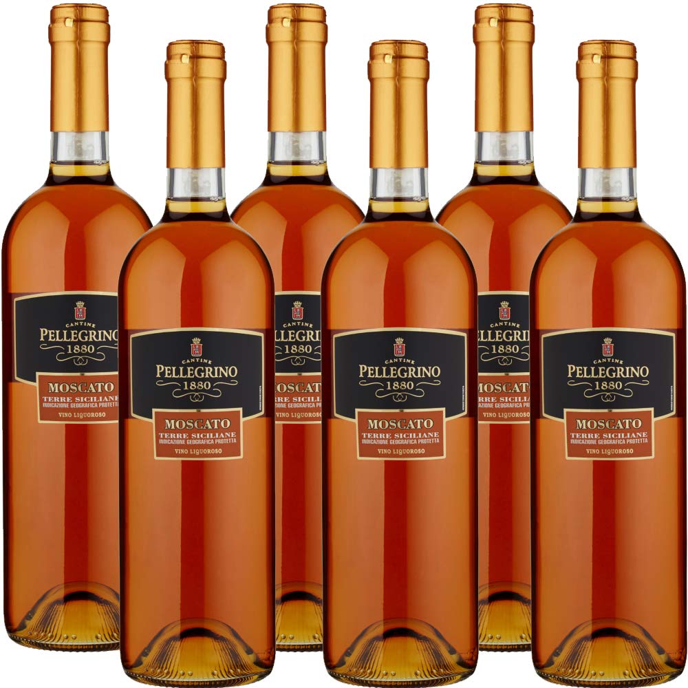 Moscato Liquoroso di Sicilia | Pellegrino 1880 | Vino Bianco da Dessert | 6 Bottiglie 50cl | Idea Regalo