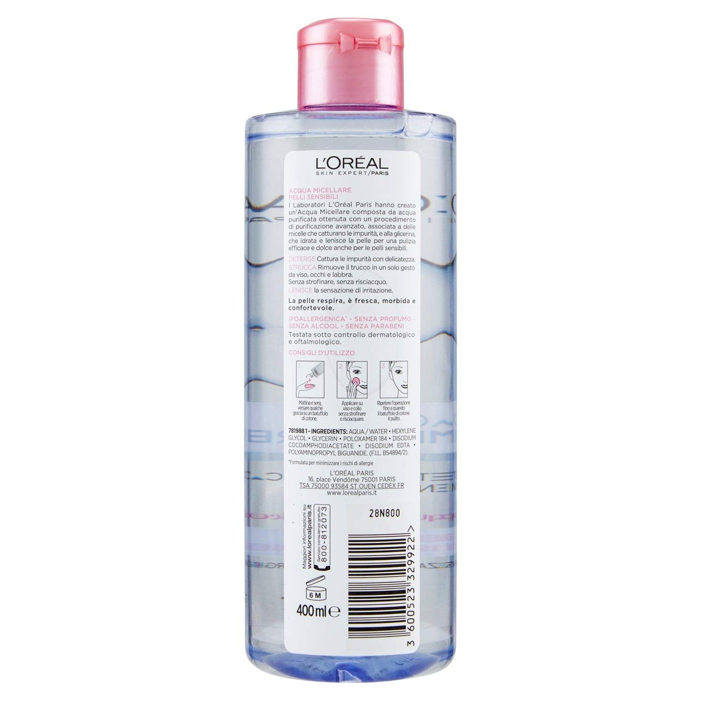L'Oréal Paris Acqua Micellare per Pelli Sensibili, 400 ml