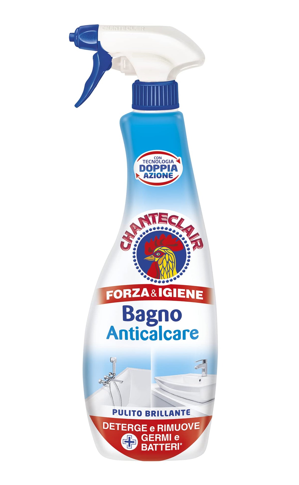 Chanteclair - Bagno Anticalcare, Doppia Azione: Rimuove il Calcare e lo Sporco, Pulito Brillante, Forza&Igiene - 625 ml