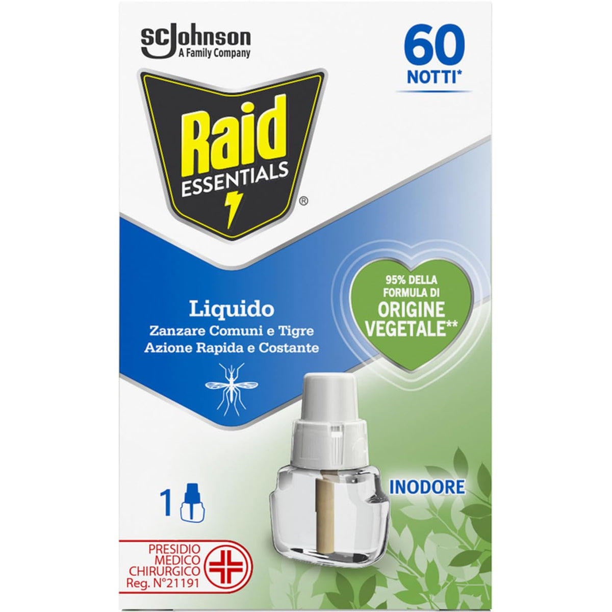Raid Insetticida Liquido Essential Ricarica 60 Notti, 1pz