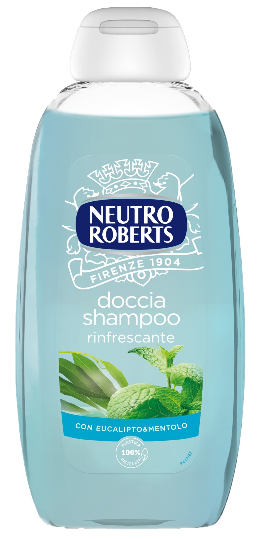 Neutro Roberts, Doccia Shampoo Rinfrescante con Eucalipto e Menta - Ideale per Detergere Corpo e Capelli - Senza Parabeni e Sapone, Rispetta il pH della Pelle - 6 Flaconi da 250 ml