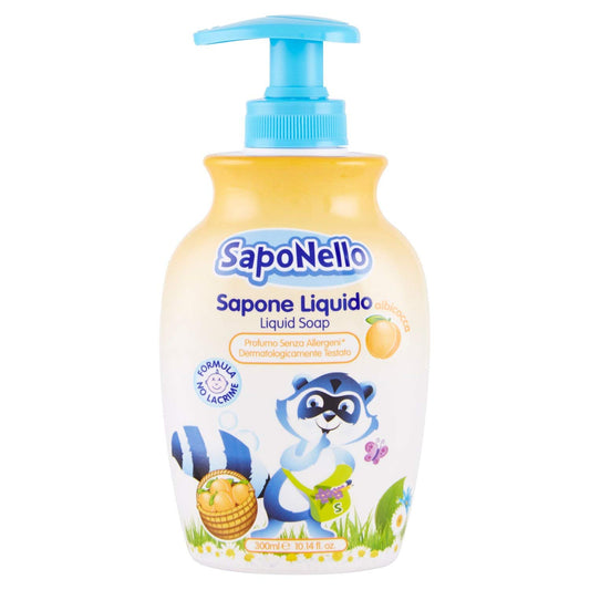 SapoNello - Sapone Liquido Albicocca, Formula No Lacrime, Pelle Idratata - 300 ml