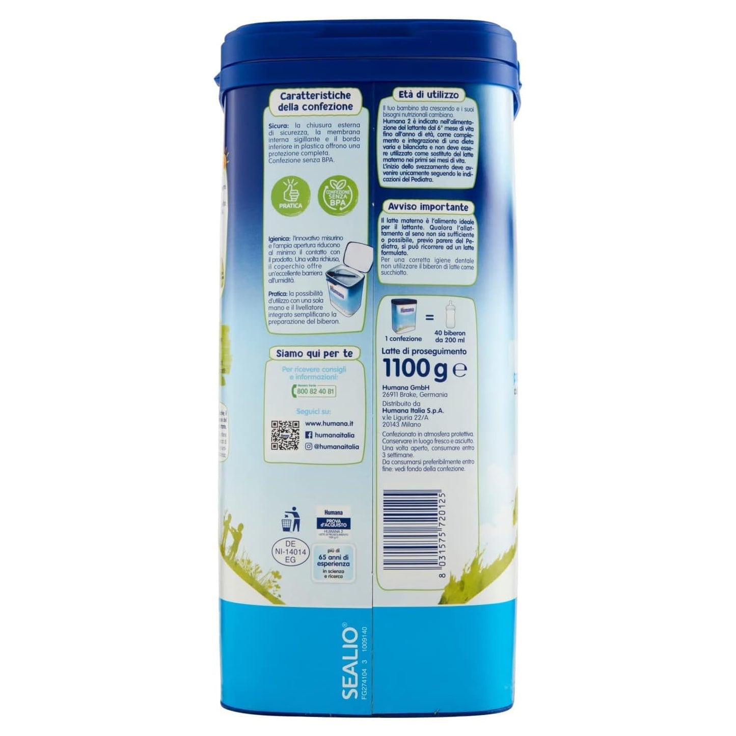 LATTE HUMANA 2 POLVERE GR. 1100