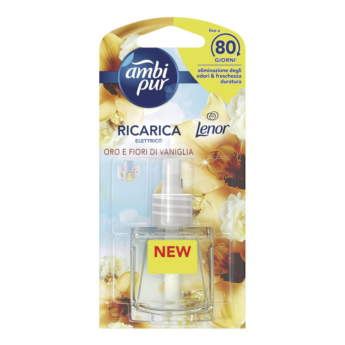 Ambi Pur Oro e Fiori di Vaniglia Ricarica Diffusore Elettrico per Ambienti 20 ml, per Rimuovere gli Odori