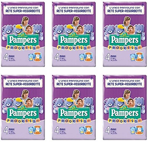 144 Pannolini Bambini Misura 4 Pampers Progressi taglia Quarta Maxi Bambino