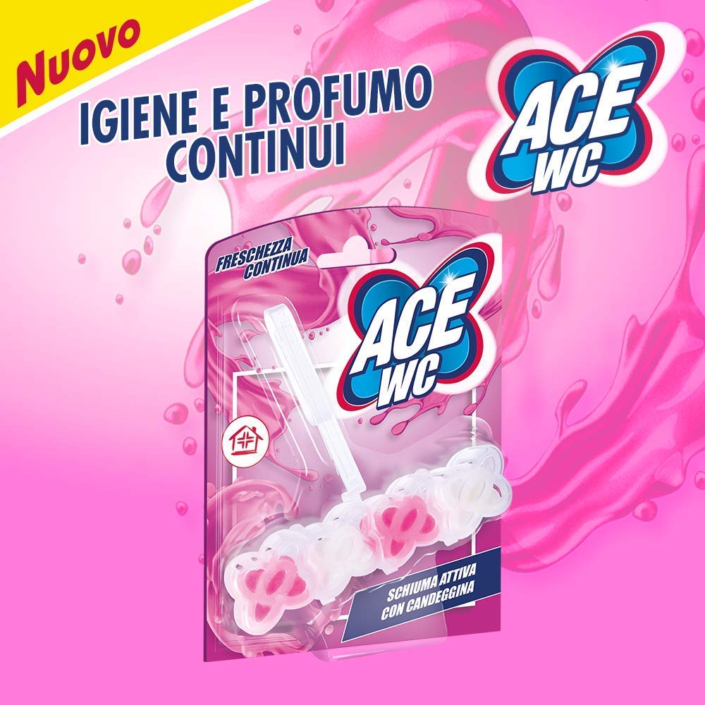 ACE WC Freschezza Continua - Schiuma Attiva con Candeggina, 1 pezzo