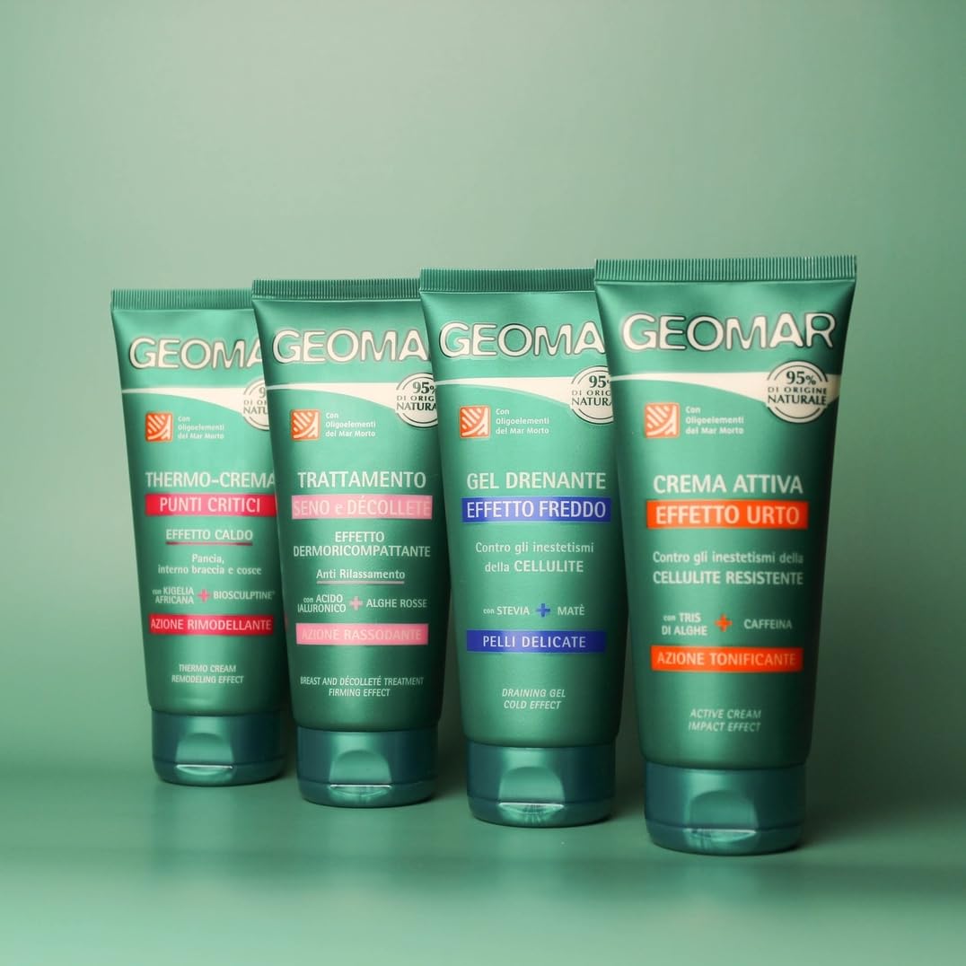 GEOMAR | GEL Drenante Effetto Freddo, contro gli Inestetismi della Cellulite, Regala Gambe Leggere, Ingredienti 95% di Origine Naturale, Made in Italy, 200 ml