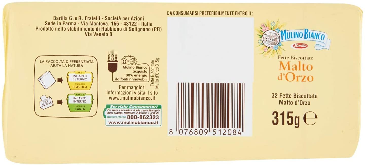 6 X Mulino Bianco grassi biscotti gerstmalt 315 G orzo cipolla biscotti rosso