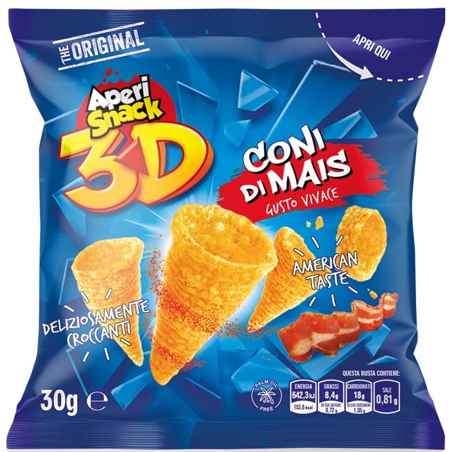 Aperisnack® - AP03.003.07 Coni Mais (36 pz) in Bustine Monoporzione 22g. Patatine Monoporzione per vending e aperitivo