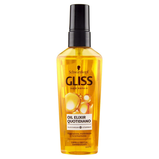 Schwarzkopf Gliss Trattamento Oil Elixir Quotidiano, per Capelli Secchi e Danneggiati, 75ml