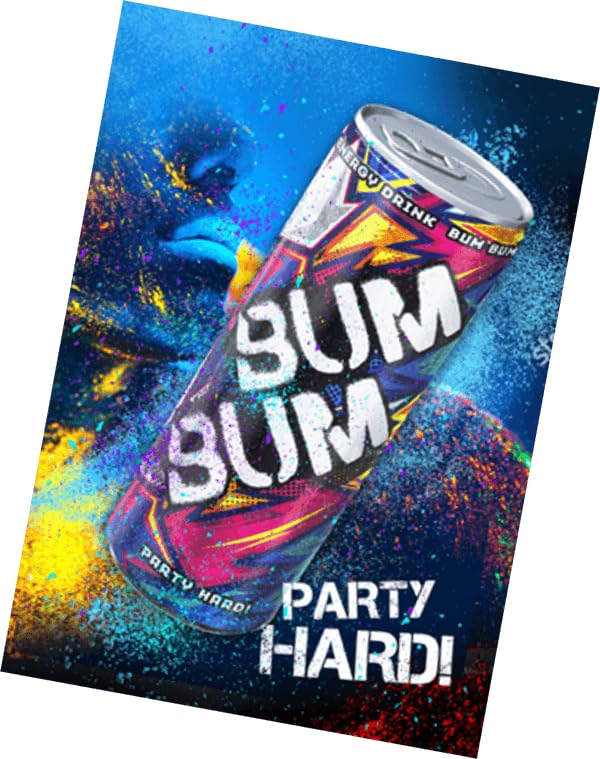 Bum Bum Energy Drink - Party Hard! - Lattina da 250ml [VMS® BOX da 12 Bottiglie]