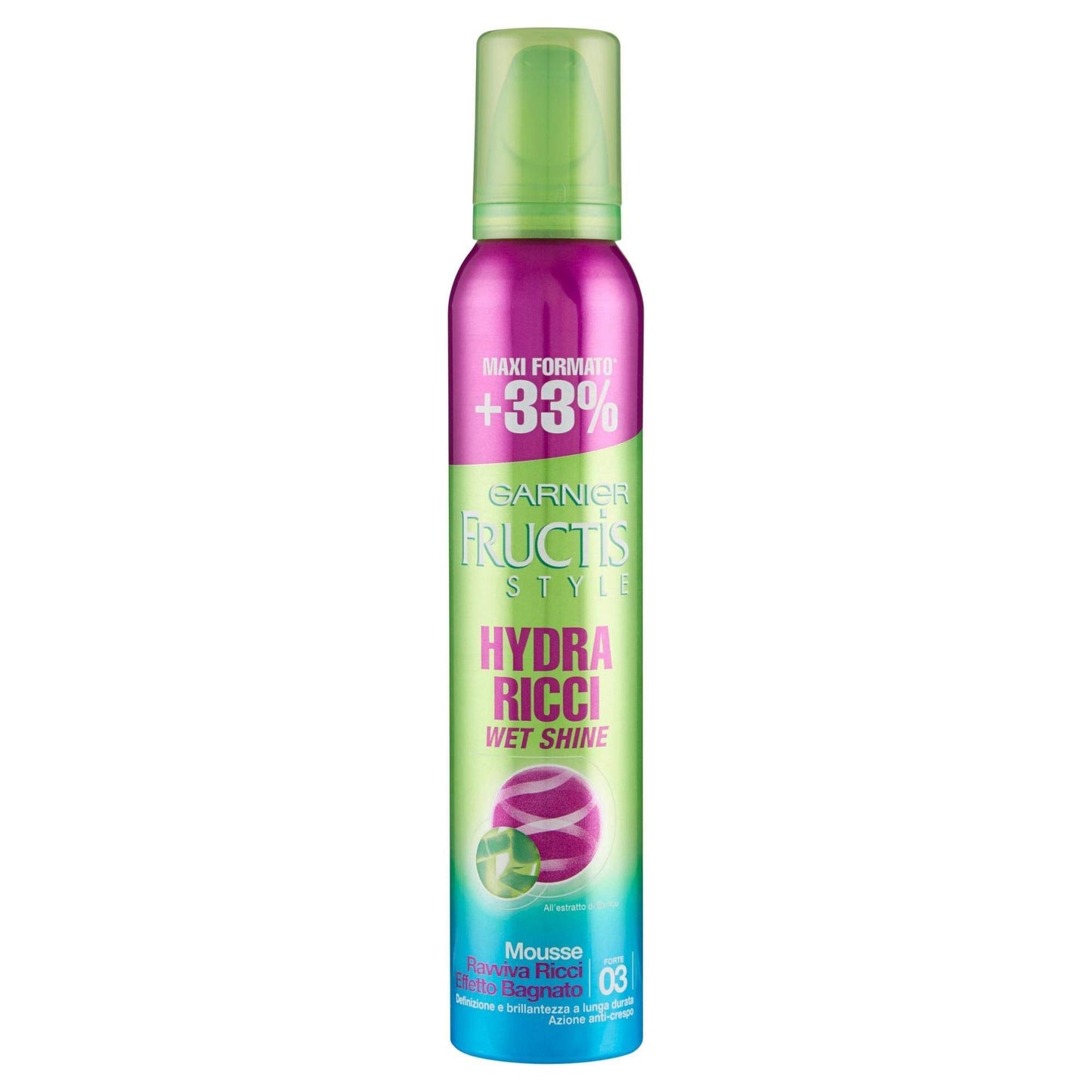 Garnier Fructis Hydra Ricci Wet Shine Mousse Ravviva Ricci Effetto Bagnato, 200 ml