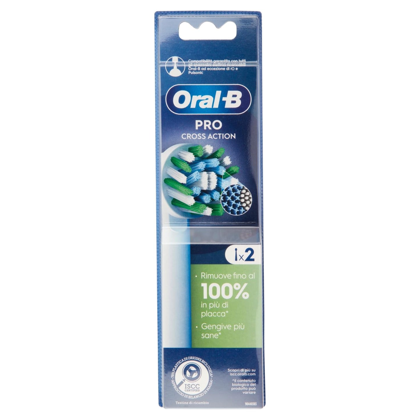 Oral-B Testine di Ricambio Pro Cross Action per Spazzolino Elettrico Denti Ricaricabile, Confezione da 2