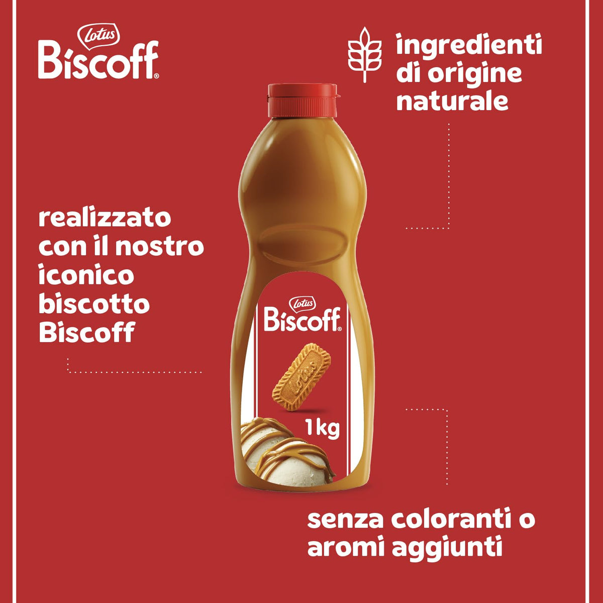 Lotus Biscoff | Topping di Spalmabili Dolci | Gusto Biscotto Caramellato | Vegano | Senza Coloranti o Additivi Artificiali | 1 kg