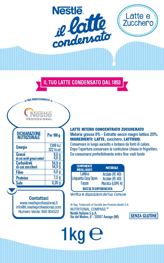 NESTLÉ IL LATTE CONDENSATO Latte Concentrato Zuccherato, Latta 1kg