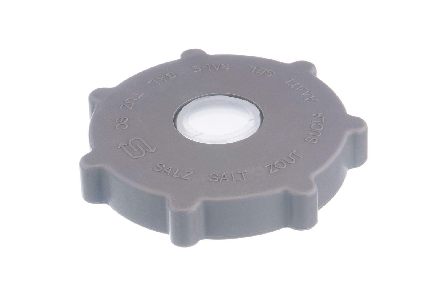 BSH Coperchio compatibile con Bosch lavastoviglie, per contenitore di sale, originale, acciaio inox lucido, Stainless Steel