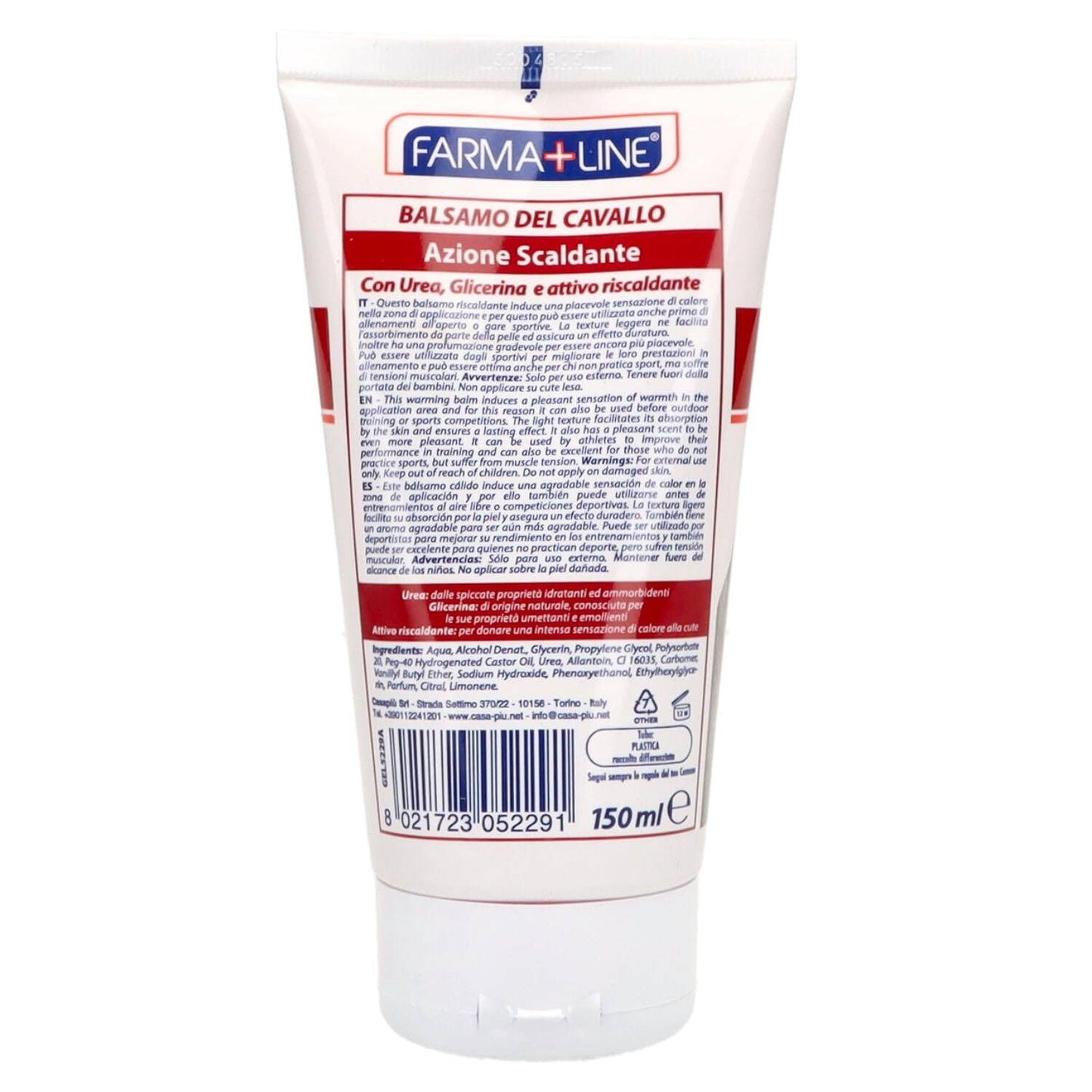 BALSAMO DEL CAVALLO FARMA+LINE BALSAMO DEL CAVALLO AZIONE SCALDANTE FORTE CON UREA GLICERINA E ATTIVO RISCALDANTE 150 ML