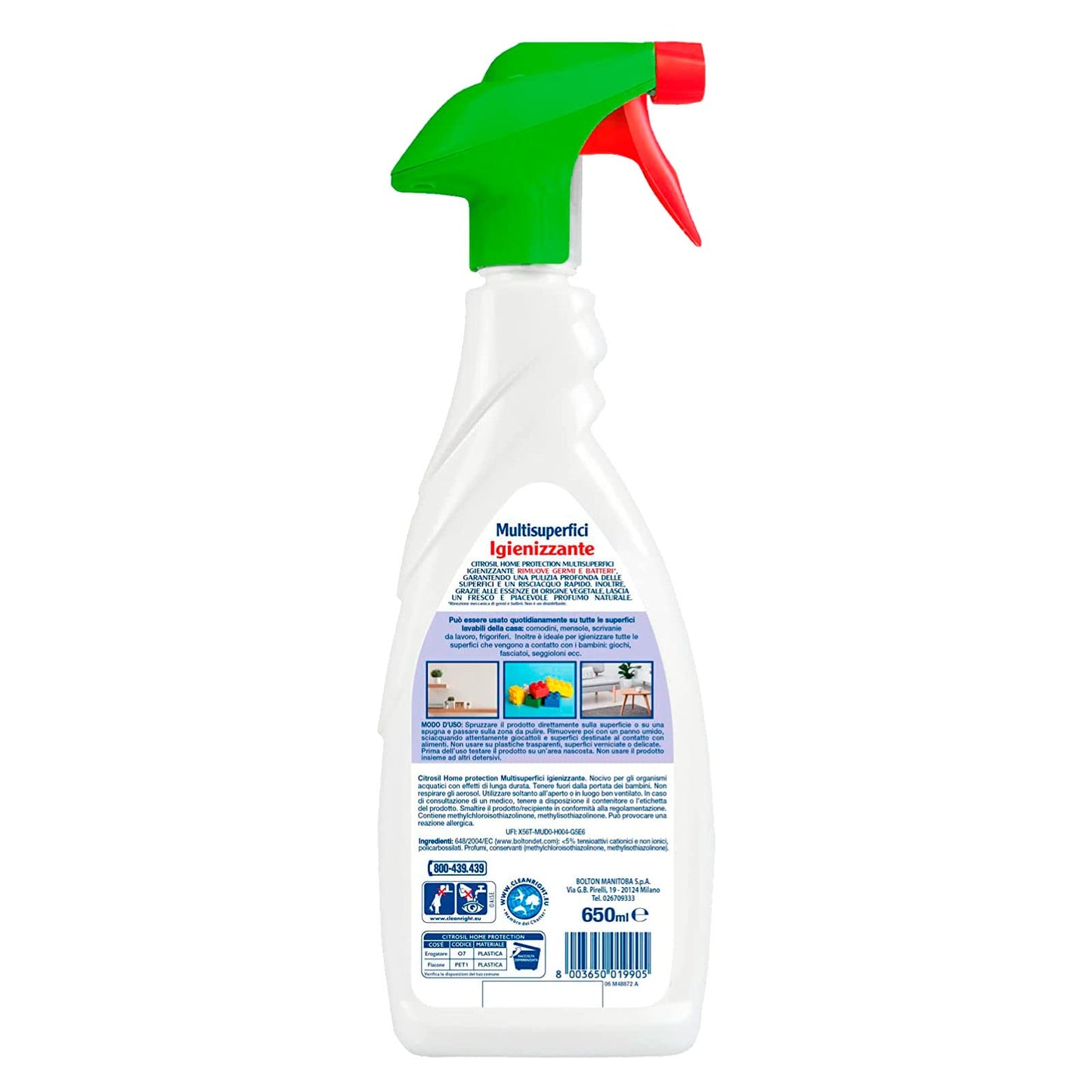 Citrosil Home Protection - Spray Igienizzante Superfici Multiuso con Vere Essenze di Tea Tree, Elimina Germi e Batteri, 650 ml x 3 Pezzi
