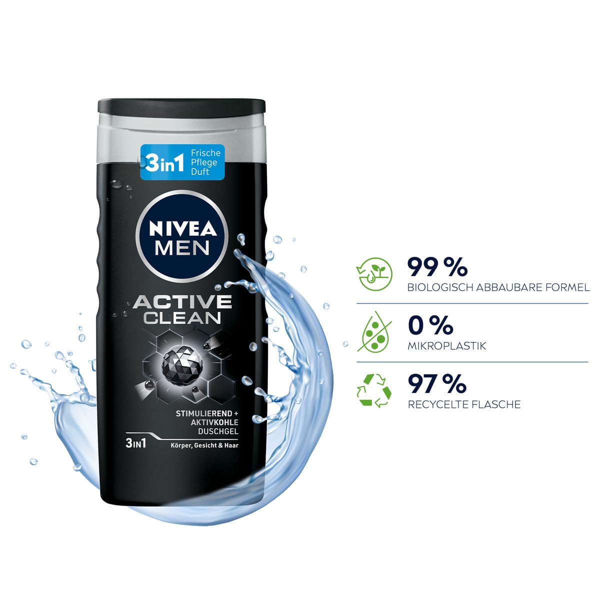 6 X DOCCIA Shampoo gel NIVEA MEN Active Clean UOMO offerta in stock