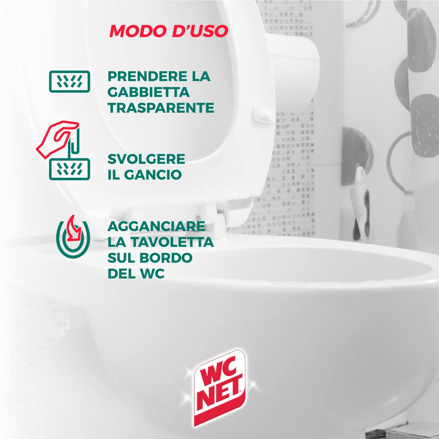 Wc Net - Tavoletta Profumoso 3 Effect, Detergente Igienizzante Solido per WC, Fragranza Mountain Fresh, 4 Pezzi x 4 Confezioni