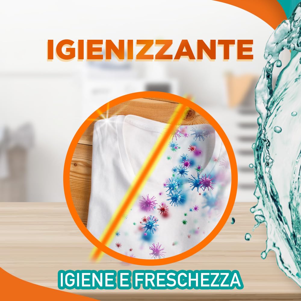 Sole Detersivo Lavatrice Igiene e Freschezza 41 Lavaggi, Formula igienizzante, Detersivo Lavatrice Liquido Igiene e Freschezza rimuove le macchie a basse temperature