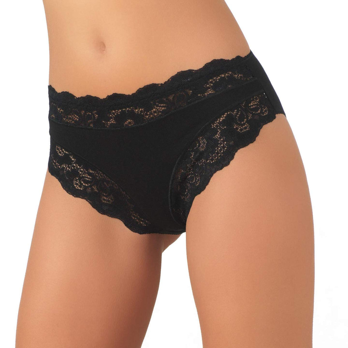JADEA Slip Donna Art. 742 6 Pezzi in Cotone Modal (Nero, 4)
