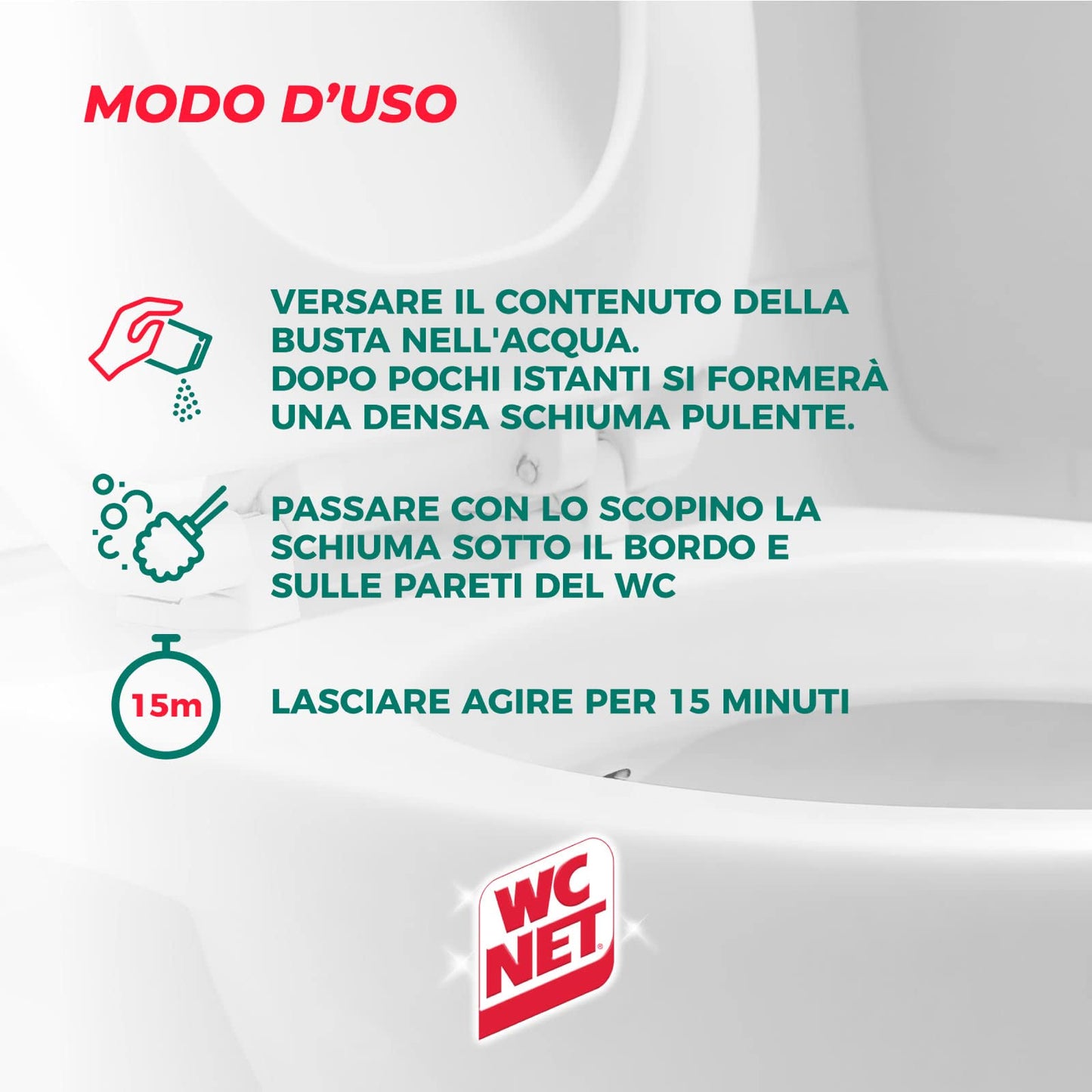 Wc Net - Energy con Candeggina, Detergente Igienizzante in Polvere per WC, Schiuma Autopulente con Azione Sbiancante, 4 Buste x 3 Confezioni