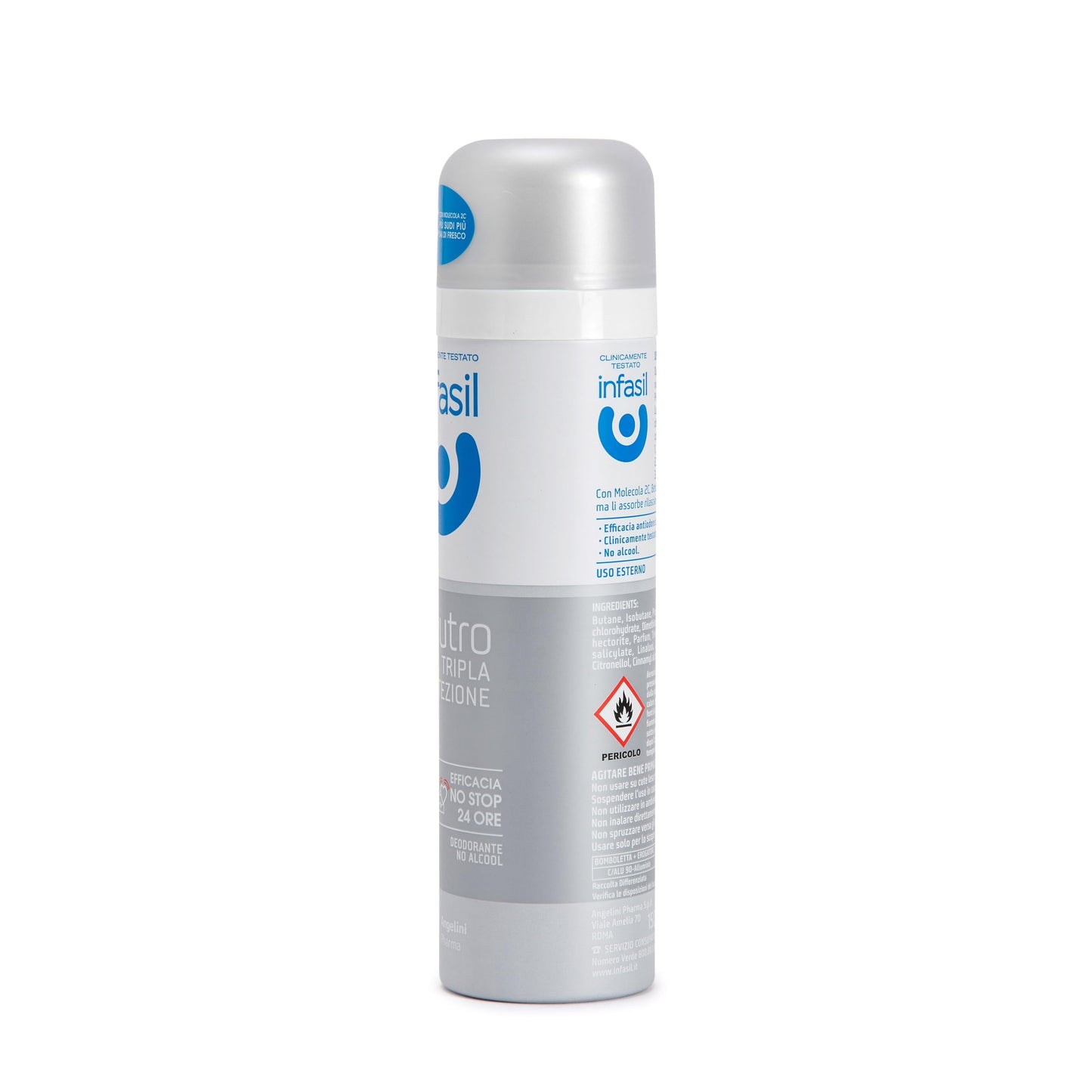 Infasil Deodorante Spray Neutro Tripla Protezione, Contro Sudore e cattivi odori, Efficace Fino a 24H, Deodorante Senza Alcool, con Molecola 2C, 150 ml