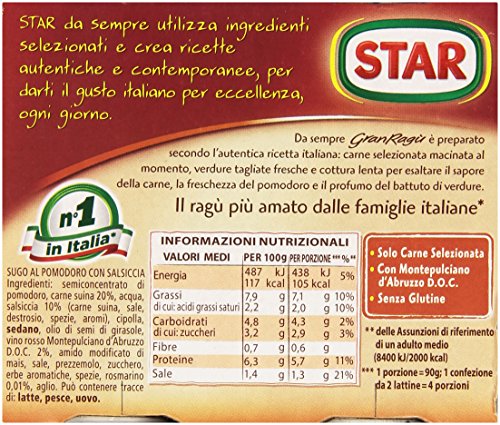 Star - Granragu' Salsiccia - 3 confezioni da 2 pezzi da 90 g [6 pezzi, 540 g]