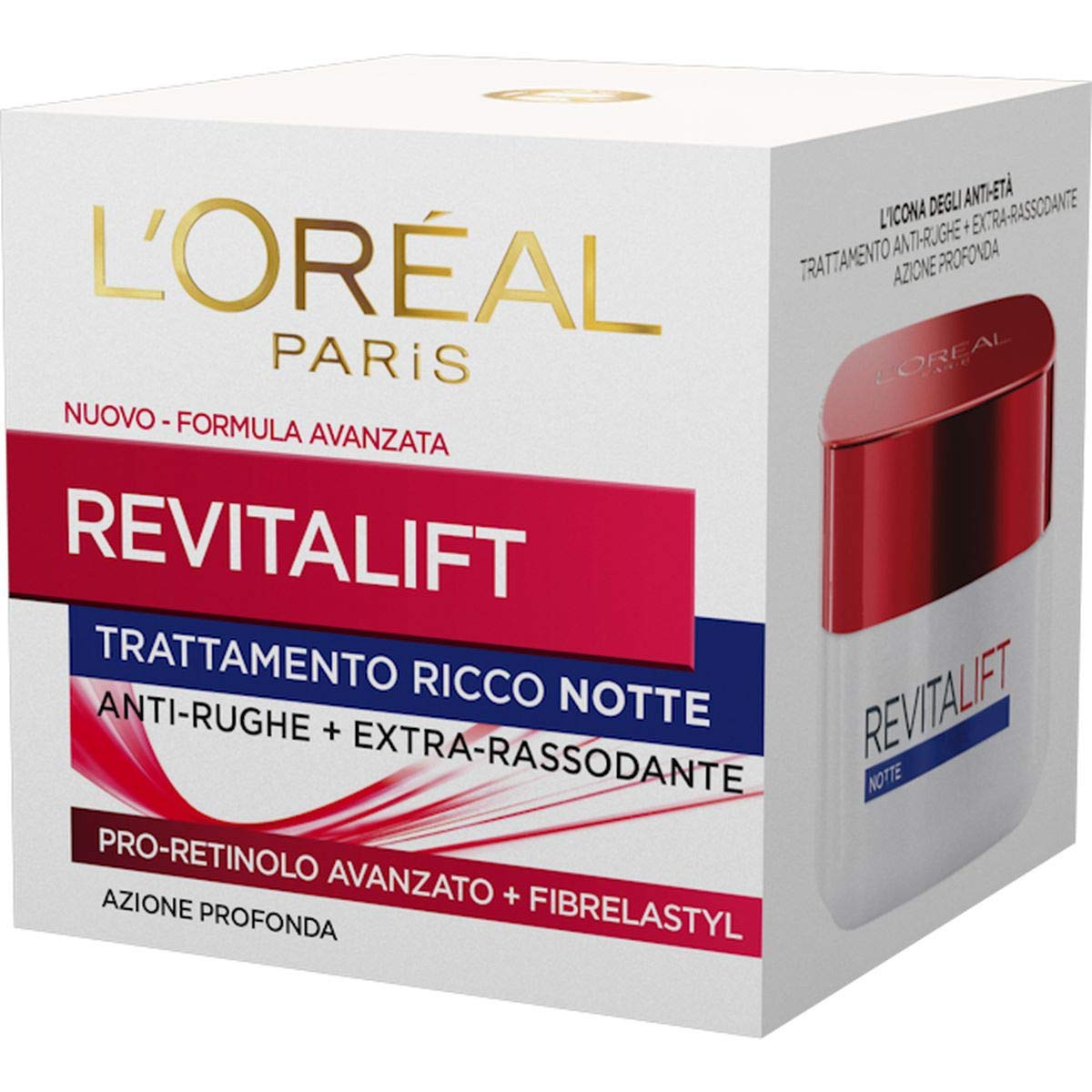 L'Oréal Paris Crema Viso Notte Revitalift, Azione Antirughe Extra-Rassodante con Pro-Retinolo Avanzato, 50 ml
