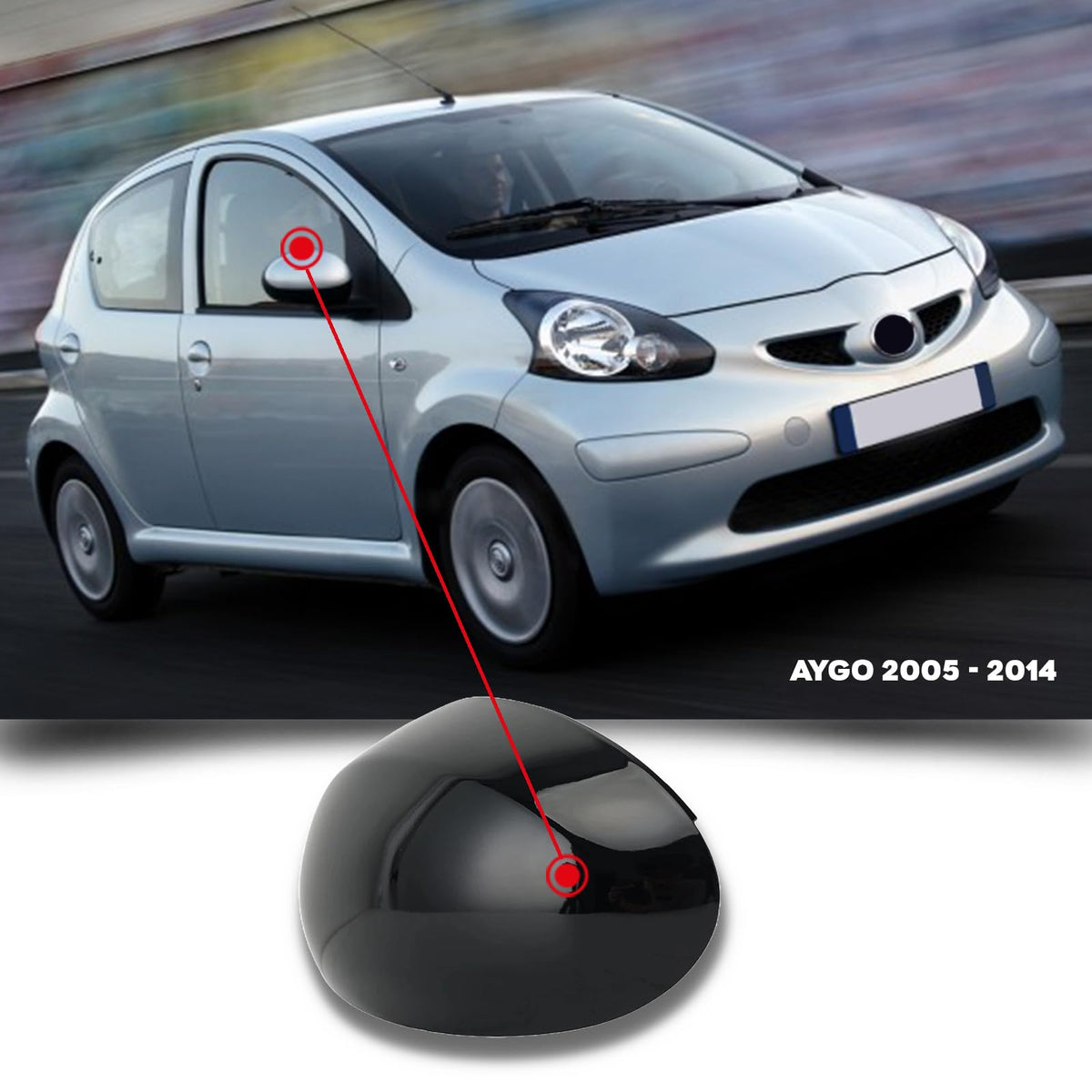 CG94 - Calotta Specchietto Retrovisore Esterno per Auto C. C1 - P. 107 - T. AYGO dal 2005 al 2014 (Lato Destro)