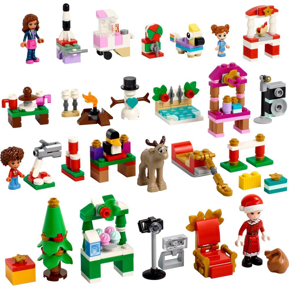 LEGO 41706 Friends Calendario dell'Avvento, Set 2022, 24 Giochi Creativi Natalizi con Babbo Natale, Pupazzo di Neve e Renne, Regalo Festivo per Bambini