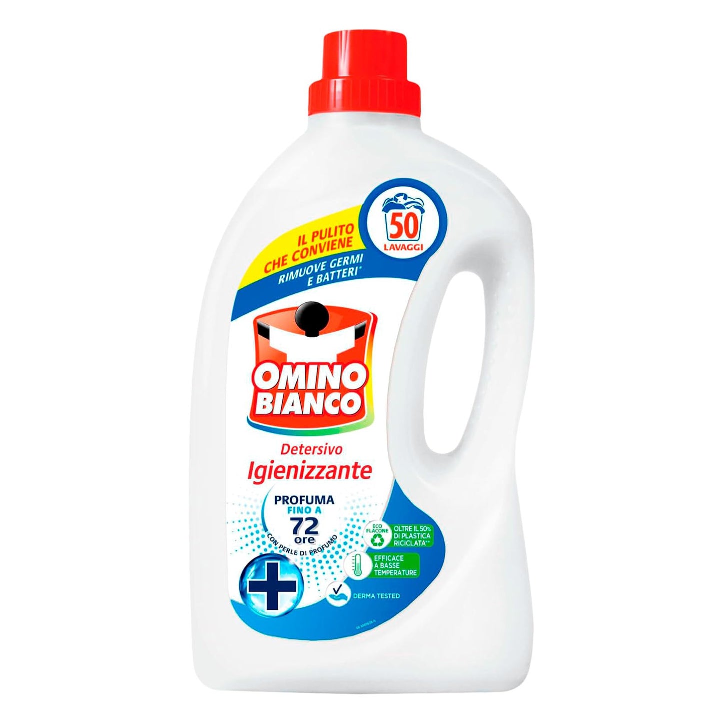 Omino Bianco - Detersivo Lavatrice Igienizzante Liquido Igienizza i Capi e Rimuove Germi e Batteri 50 Lavaggi 2L - 5 Flaconi